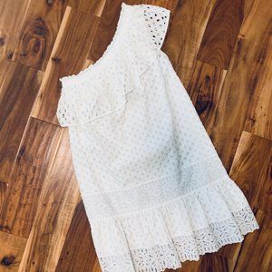 White Eyelet One Shoulder Dress